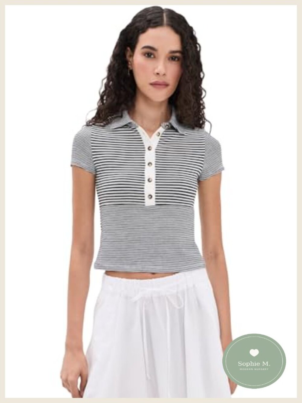 Knit Stripe Polo Tee Short Sleeve Stretchable